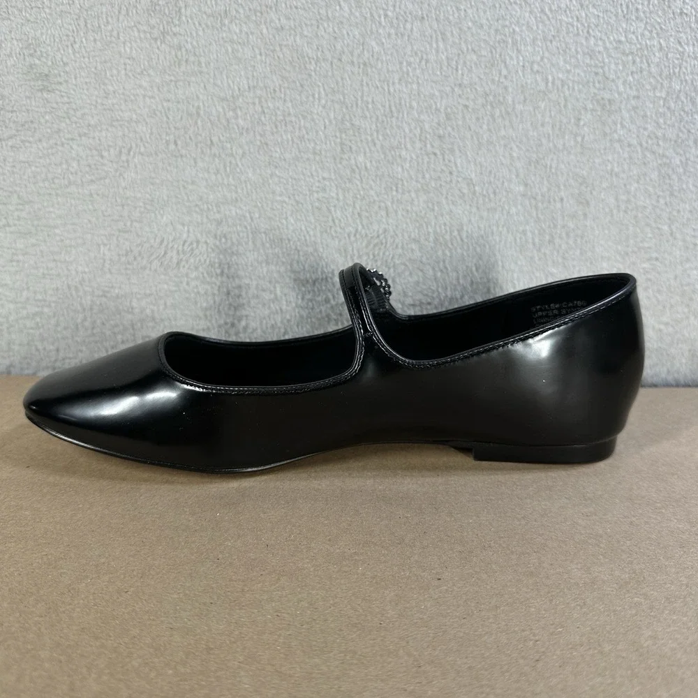 J Crew Black Mary Jane Flats‎ Round Toe Sparkle Buckle Women's US 6.5 M